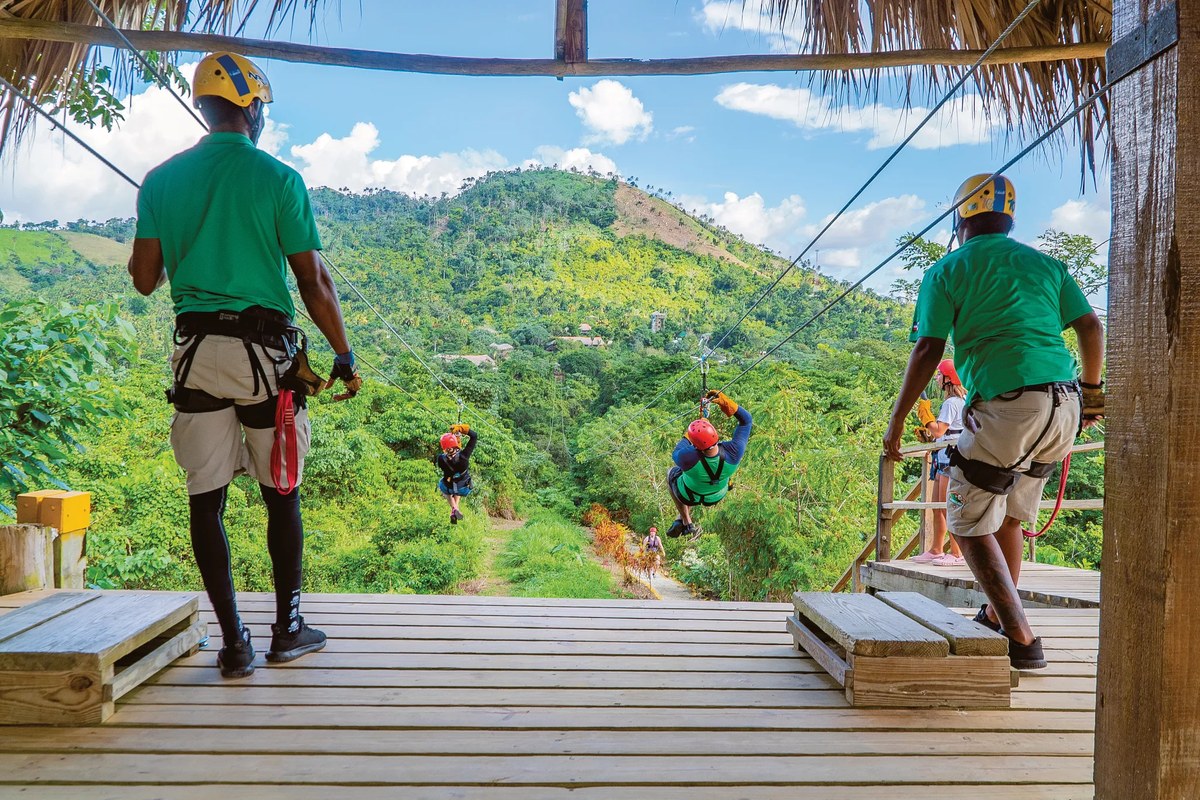 Travelers enjoying zipline tour in Punta Cana